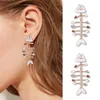 Stud Earrings Vintage For Women Fish Skeleton Women's Accessories Fashion Jewelry Girl's Gift