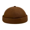 Vintage Cotton Brimless Skullies Cap For Women Men Solid Color Street Portable Docker Hats Beanie Hat Hip Hop Hats