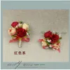 Decorative Flowers 2022 5Pcs/Lot Red Rose Corsage&Wrist Groomsman Article Wedding Party Corsage And Wrist