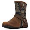 British Western Middle Boots Men Shoes Fashion Casual Classic PU Retro Old Stitching Camouflage Street Outdoor Daily AD332-1