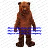 Lång päls lurvig brun björn Maskotdräkt Grizzlybjörn pälsdräkt Vuxen tecknad karaktärsdräkt Kostym Retur Bankett Grad Natt zx768