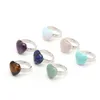 Natural Stone Heart Open Ring Women Opal Crystal Turquoise Finger Rings Gift for Love Girlfriend