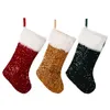 Calze natalizie Decorazione con paillettes e polsini in pelliccia sintetica Calzini natalizi con ornamenti appesi per caminetto RRA177
