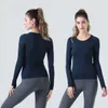 Tech Yoga Swiftly dames dames dragen sport t-shirts lange mouwen outfit T-shirts vochtafvoerende gebreide hoge elastische fitness workout lulus 777