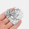 Collares pendientes 2 uds encantos de Color plata antigua corazón de flor tallada abstracta para collar hallazgos de fabricación de joyas 66 67mm