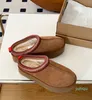 2022 Heet verkoop AUSG Platform Vrouw Winterlaars Designer Enkellaarsjes Tazz Schoenen Kastanje Zwart Warm Bont Slippers Indoor Booties met kaart stofzak leuke cadeaus 002