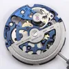 Watch Repair Kits Cal.8N24 Standard Automatic Skeleton Movement Customized Blue Version Miyota 8N24 Mechanism 21 Jewels 21600 Per Hour Power