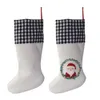 Sublimazione plaid calza natalizia lino bianco caramelle calzini sacchetto regalo Babbo natale albero di natale forniture per feste per bambini GWB16614