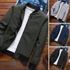 Men's Jackets Autumn Men Jacket Solid Color Stand Collar Long Sleeves Slim Fit Ribbed Cuff Baseball Coat Male Clothing Streetwear