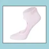 Skyddande ärmar Kvinnor Yoga Grip Socks Barre Pilates Ballet Dance Non Slip Skid Cotton Ankel Sport Toe Shoes One Storlek 510 12Pair DH194