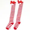 Kerst Women Feestelijke Halloween -feesten Modecontrast Striped Ball Socks Girls Knie High Sock Christmas Striped Kouunes