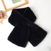 Sombreros Bufandas Conjuntos de guantes Bufanda de punto de lana de visón Babero corto de invierno para mujer Cuello de otoño de piel de doble cara cálido