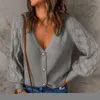 Women's Knits Women's Fashion V-neck Single Breasted Ladies Cardigan Elegant Solid Rhombus Puff Sleeve Knitted Jacket Autumn Sweater