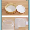 Förpackningsflaskor Frosted Glass Jar Cream Bottle Round Cosmetic Jars Hand Face Packing 5G 50G burk med träkorn ER Drop Delivery 2 DH0CZ