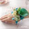 Dekorative Blumen Marke Blue Calla Lily Hochzeit Braut Handgelenk/Hand Bräutigam Corsage Boutonniere für Party oder Pographic