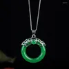 Colliers pendentifs véritable jade vert avec pendentifs en argent sterling 925 collier ajouter des bijoux de chaîne