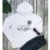 Kadın Hoodies Kadınlar Uzun Kollu İlham Alıntı Bazıları Bir Keşke Karahindiba Hoody Vintage