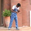 Jeans maschile contrasto da uomo pantaloni da jogger pantaloni con la tuta a manica lunga abbigliamento da lavoro a maniche lunghe