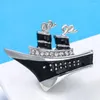 Brooches Wuli&baby Enamel Motor Boat For Women Unisex 2-color Steamboat Party Casual Brooch Pin Gifts