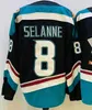 Koszulki hokejowe Trevor Zegras 46 Ryan Getzlaf 15 Kesler 17 Teemu Selanne 8 Paul Kariya 9 Jersey Nowy alternatywny rozmiar czarnego turkusu S-XXXL Zszyty