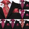 Bow Binds Hi-Tie Hochzeit f￼r M￤nner Red Paisley Krawatte Set Seide Cravate Luxus Gold Necktasche Square Manschettenkn￶pfe abnehmbarer Kragen