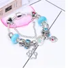 Beauty Blue Murano Glasss Beads Beads Chain Bracelet Fit Original Diy Bracelets для детей Женщины мужские подарки GC1748