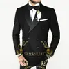 Szmanlizi 2023 Black Double Breadged Men Suits for Wedding Silver Lapel Groom Tuxedos Made Terno Masculino Mens Suits