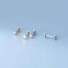 Boucles d'oreilles en argent Sterling 925, vis à perles pour filles, enfants, étudiantes, étoile lisse, Mini boucle d'oreille, bijoux de perçage pour le corps