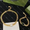 Luxus dicke Ketten Halsketten ineinandergreifende Buchstaben Armbänder Golden Tiger Kopf Anhänger Unisex Halsketten Schmucksets mit Kiste
