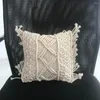 Pillow 2022 Macrame Handmade Cotton Shook Covers Sofa Cover Decorative Pillowcases Home Textile 25x25cm Ivory