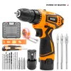 12v168v21v Electric Drill Cordless Screwdriver Lithium One Battery 1 Charger Mini Drills Cordless Screwdrivers Power Tools 19pc