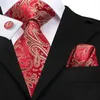 Bow Binds Hi-Tie Hochzeit f￼r M￤nner Red Paisley Krawatte Set Seide Cravate Luxus Gold Necktasche Square Manschettenkn￶pfe abnehmbarer Kragen
