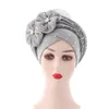 Bonnet Fleurs Mousseux Diamants Bonnets pour Femmes Déjà Fabriqué Auto Gele Hijab Aso Oke Headtie Foulard Headwraps Turban Chapeau pour Africain GC1745