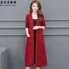 Damen Trenchcoats Vintage Langarm-Cardigan Damen 2022 Frühling All-Match Bedrucktes Cape ist dünn und Spitze Lange Windjacke Mutter