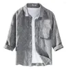 Men's Casual Shirts Men's Linen Seven-Sleeve Shirt Summer Collar Top