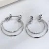 Hoop oorbellen lutaku zilveren kleur ronde cirkel voor vrouwen koper trendy oorringen vrouwelijke mode sieraden brincos brincos