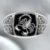 Creative Scorpio Embossed Top Goth Punk Men's Ring Retro Personality Scorpion Pattern Anniversary Ring Jewelry Gift