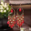 Dangle Chandelier Classic Vintage Dangle Womens Corf Crystal Beads Long Tassel Earrings Fashion Jewelry Bohemia Wedding Earring Ha Dhzwv