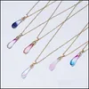 Pendant Necklaces Women Vintage Drop Shaped Opal Pendant Necklace Fashion Exquisite Clavicle Chain Paper Card Necklaces Boho Jewelry Dhlox