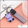 Keychains Lanyards Creative Harts Animal Cow Keychains Personlighet Cartoon Cute Car Key Chain Ring Bag Pendant 5 Stlyes Drop Deliv Dhkif