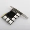 Cavi per computer PCI Express Riser Card PCI-E 4X Adattatore USB 3.0 da 1 a 6 4 / Espansione moltiplicatore di porte per Win Linux