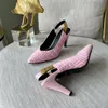 Tara Slingback Sandals Buty wieczorne Oryginalne skórę 90 mm Pumps Kobiety na pięcie sukienki Bute Fashion Tope Stiletto Obcasy luksusowe projektanci Fabryki Fabryki