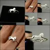 Wedding Rings Wedding Rings Sier Color Horse Finger Ring For Women Punk Vintage Engagement Jewelrywedding Drop Delivery 2022 Jewelry Dhk70