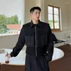 Vestes pour hommes net célébrité 3D poche veste à glissière hommes Streetwear mode ample casual Vintage court laine moto mâle manteau