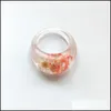 Band Rings Transparent Acrylic Dried Flowers Resin Big Ring For Women Exaggeration Beautif Rose Flower Plant Rings Jewelry Gift Drop Dhfuh