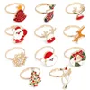 Christmas Decorative Children's Opening Ring Snowman Santa Claus Snowflake Cartoon Ring XMAS Gifts