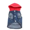 Dog Apparel Pet Jacket Denim Vest Jeans Puppy Hoodie Clothes For Dogs Cats Small Medium 4 Colours