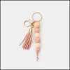 Keychains Lanyards Fashion Beads Keychains for Women Girls Simple Summer Sil Wood P￤rled Pendant Tassel Keychain Accessory Gifts D DHFMP