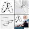 Anneaux de mariage Anneaux de mariage pcs promesse bague ensemble soleil et lune style argent placage bande cadeau pour couple petit ami petite amie H9Wedding Dhnh4