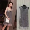 Designer Party Dress Sexy Beyprern Sparkle Sleeveless Sequins Pearl Crystal Glitter Spagetti Straps Bodycon Celebrities Outfits Female Robes